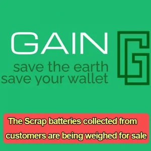 The Scrap batteries collected from customers are being weighed for sale
